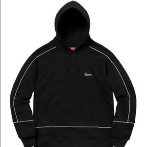 SUPREME PIPING HOODED SWEATSHIRT BLACK SS18
